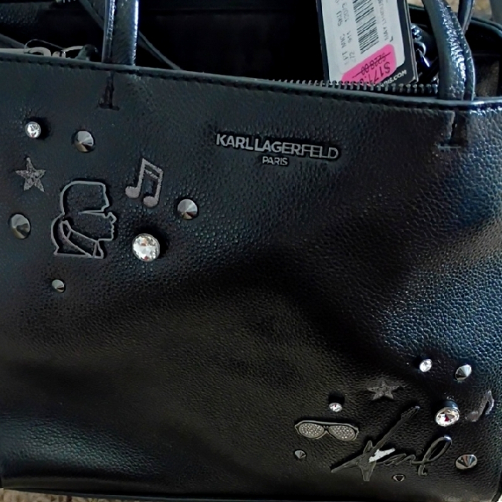 Karl Lagerfeld Black Embellished Shoulder Bag